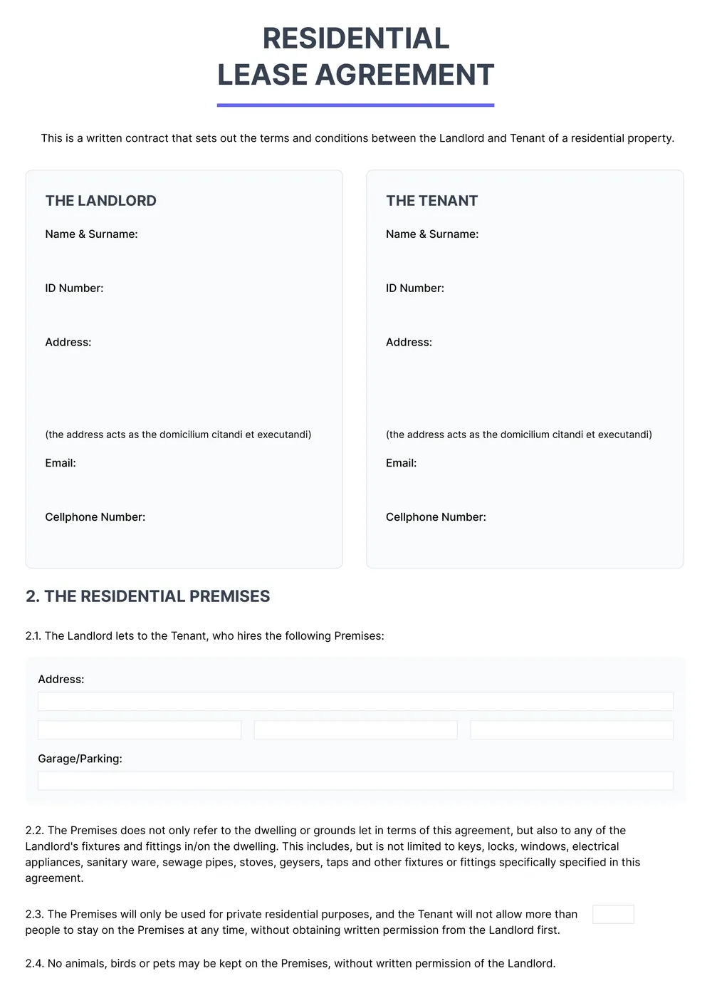 rental agreement template