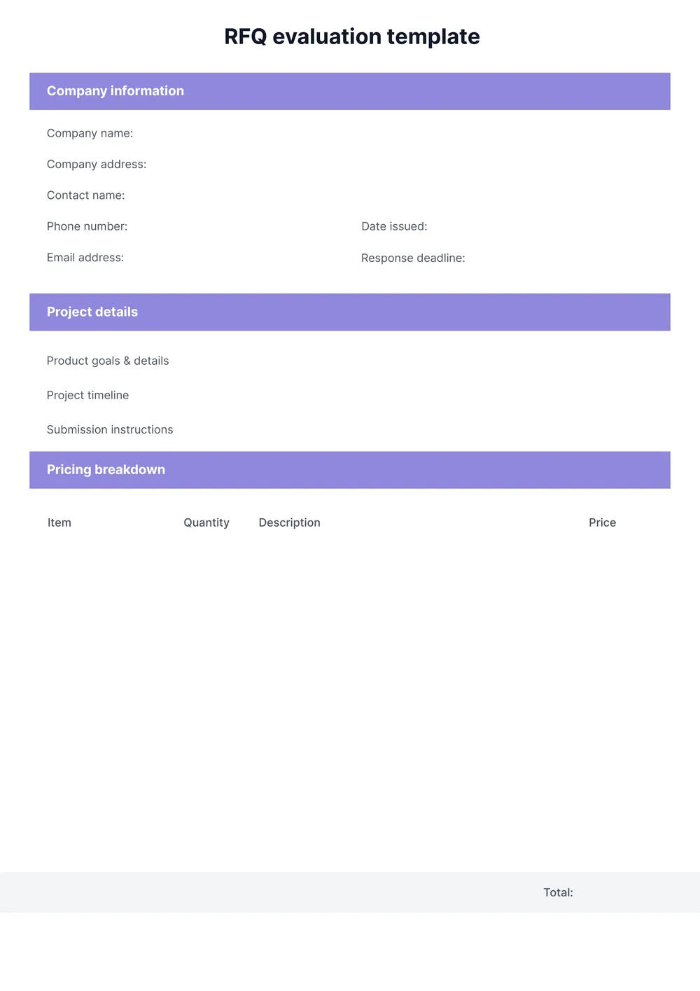 request for quote template