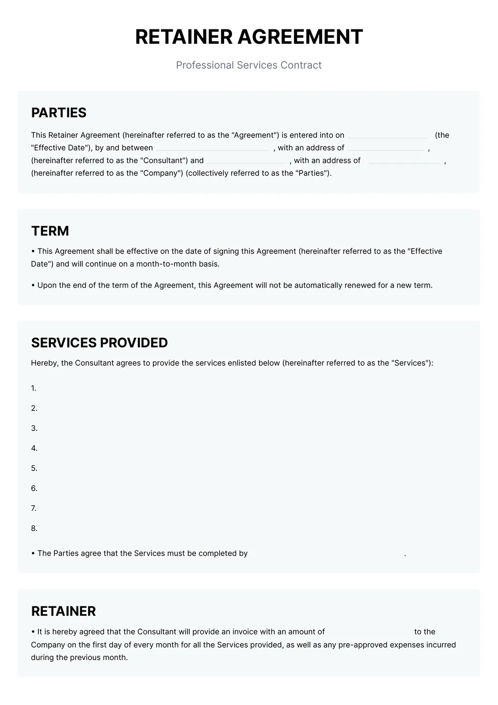 retainer agreement template