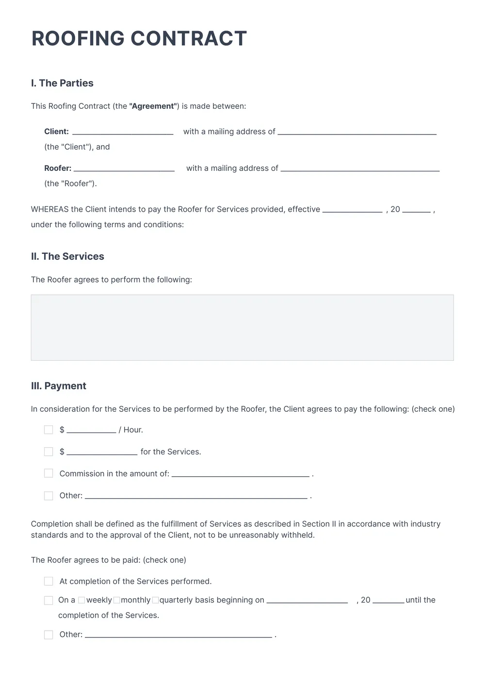 roofing contract template