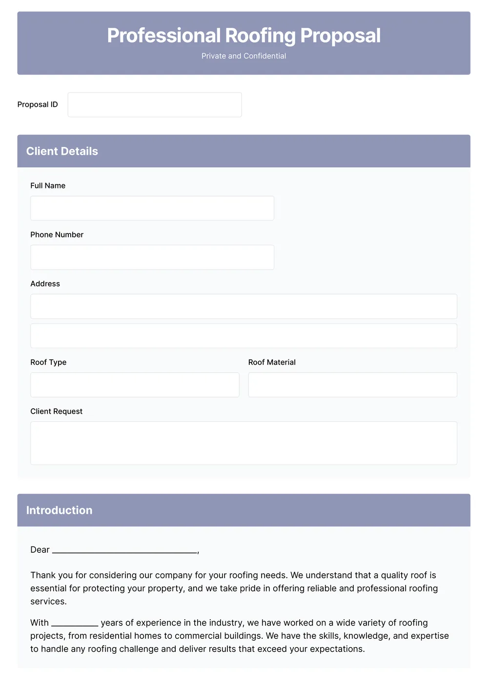 roofing proposal template