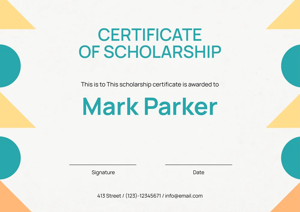 scholarship certificate template