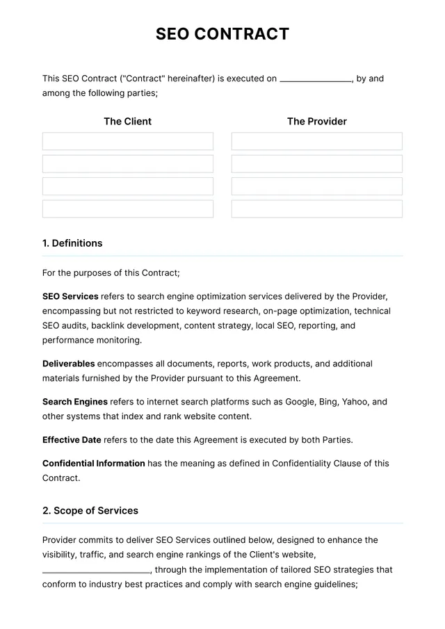 seo contract template