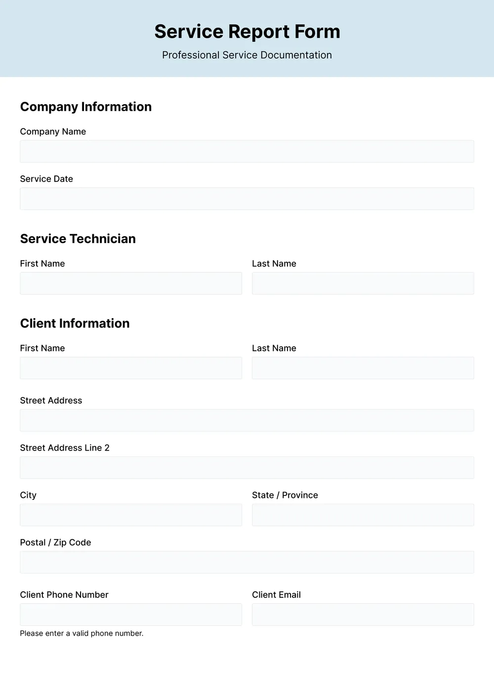 service report template