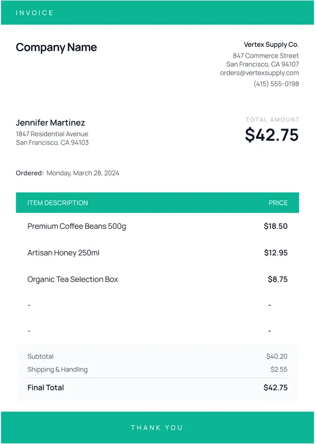standard invoice template