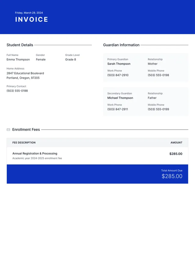 summer camp invoice template