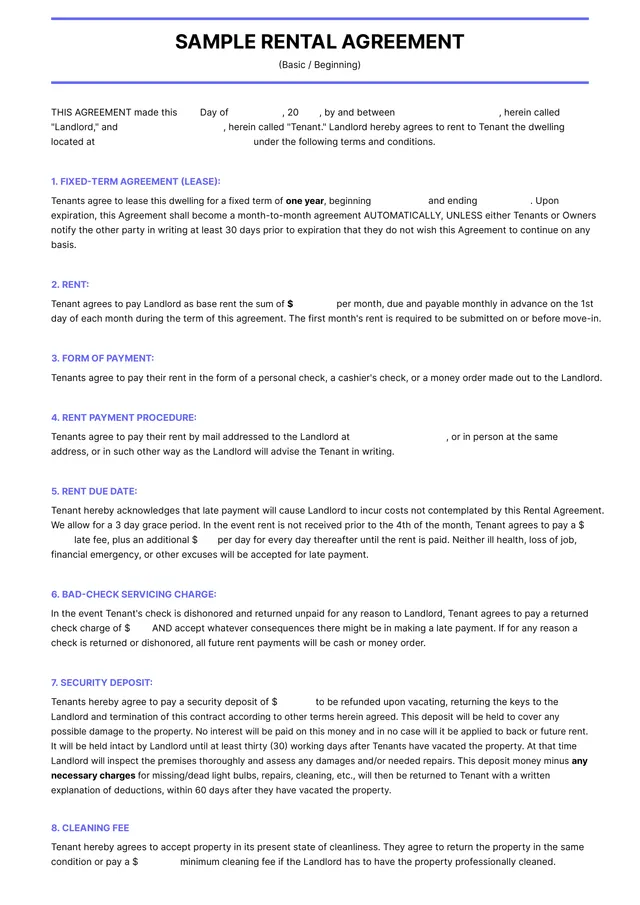 tenancy agreement template