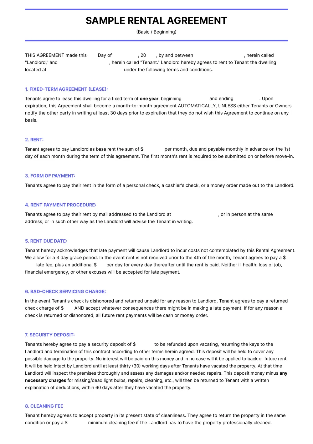 tenancy agreement template