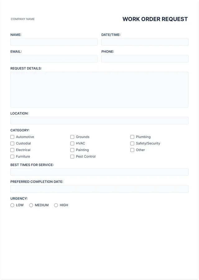 work request template