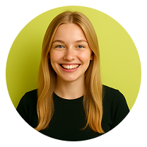 Blonde girl on a yellow background black t-shirt