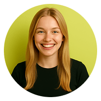 Blonde girl on a yellow background black t-shirt