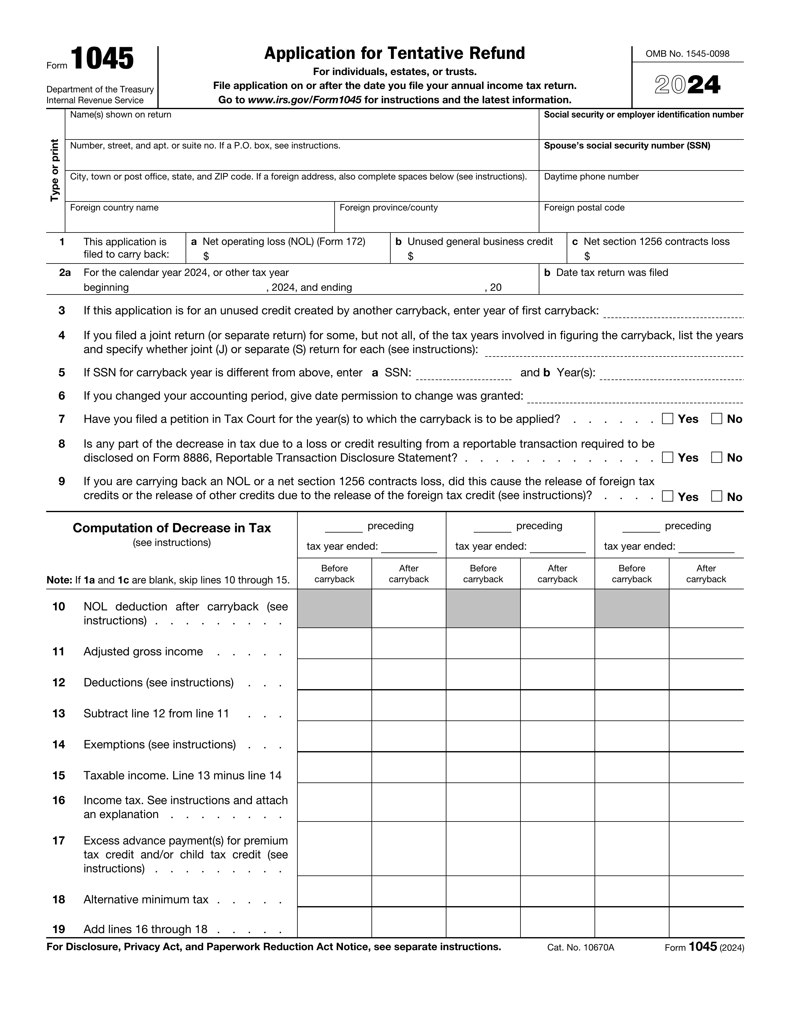 1045 form