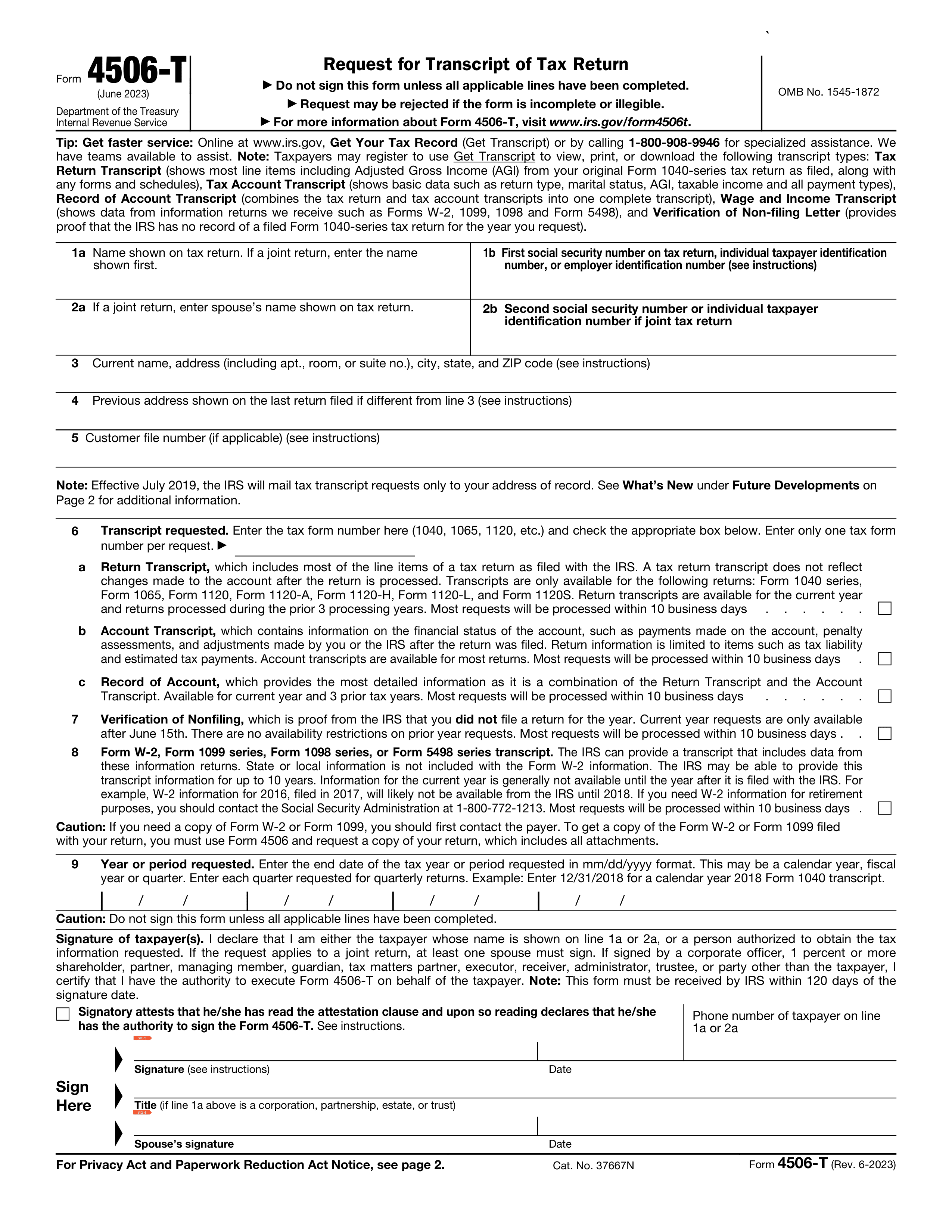 4506-t form