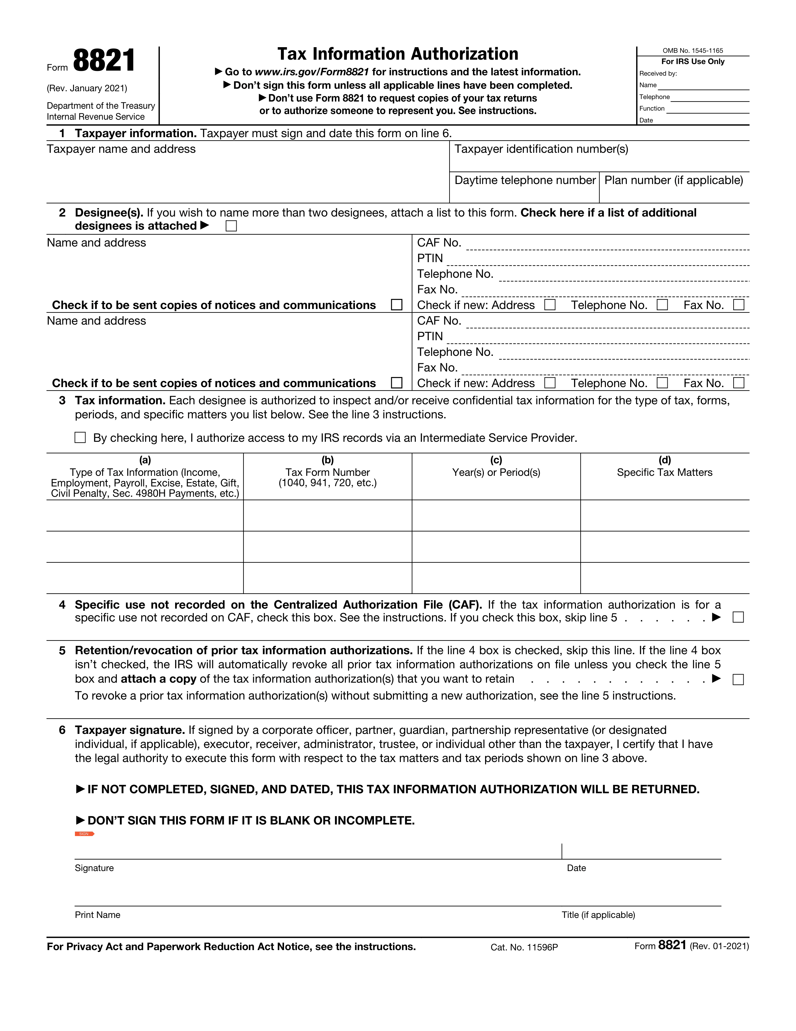 Form 8821 Tax Information Authorization 2023-2024: Fill & Submit - PDF Guru