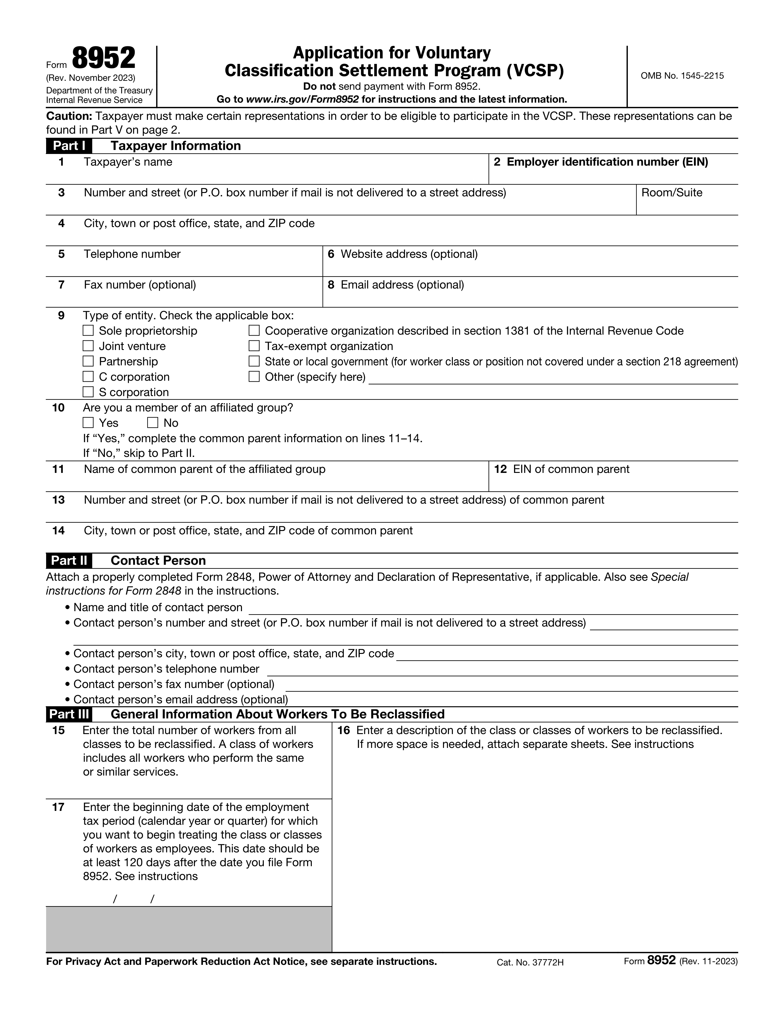 8952-application-for-voluntary-classification-settlement-program form