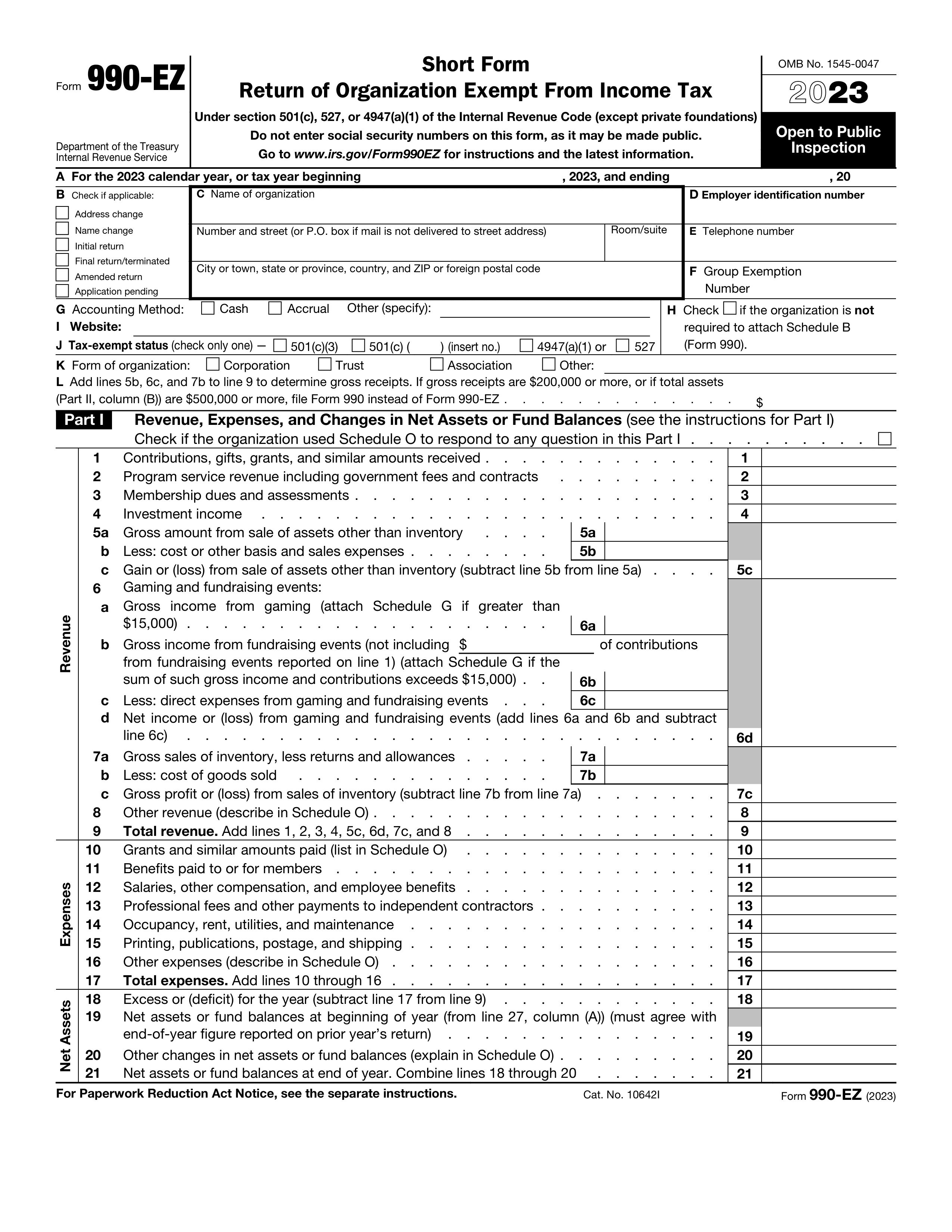 Form 990-EZ 2023-2024 - Fill, Edit, and Download - PDF Guru