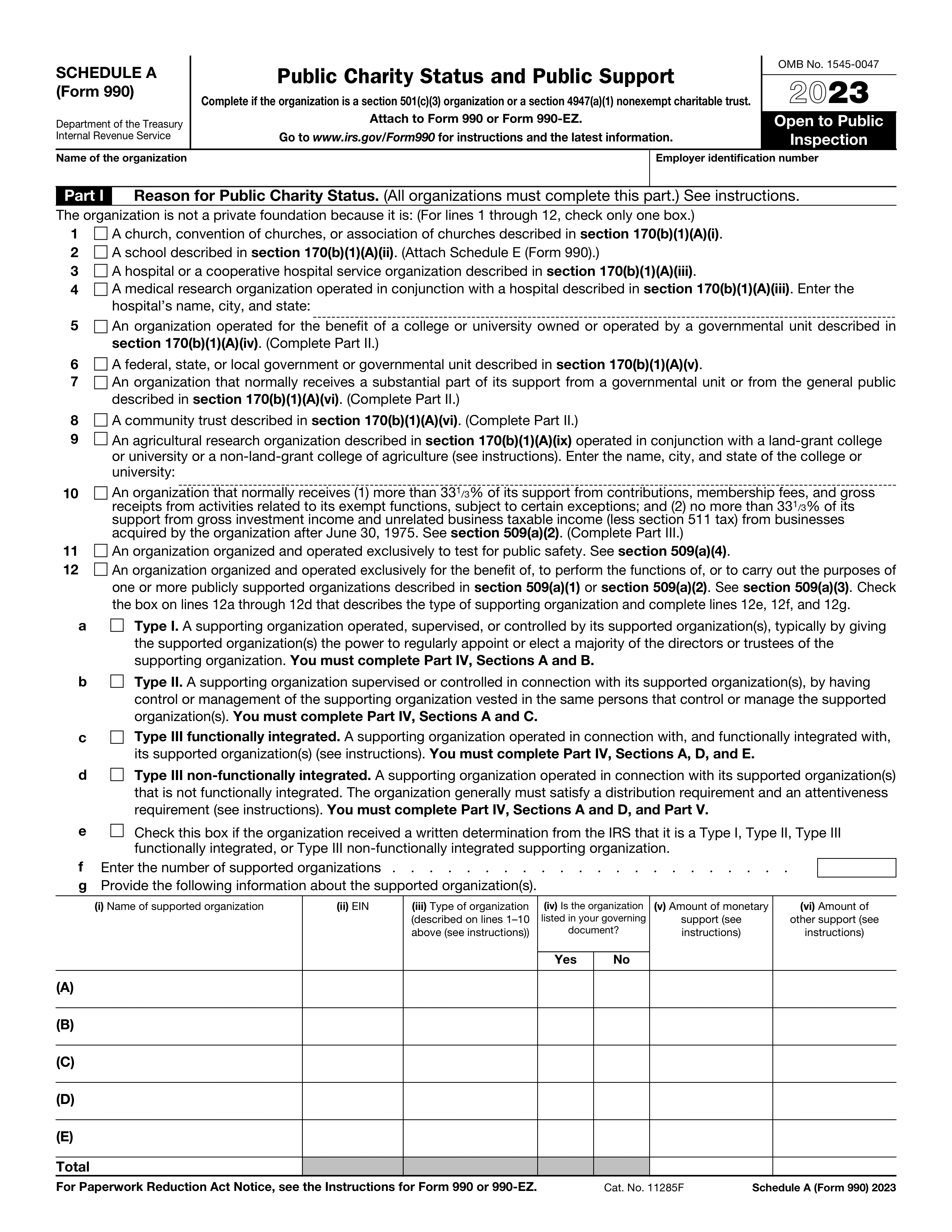 990-schedule-a form