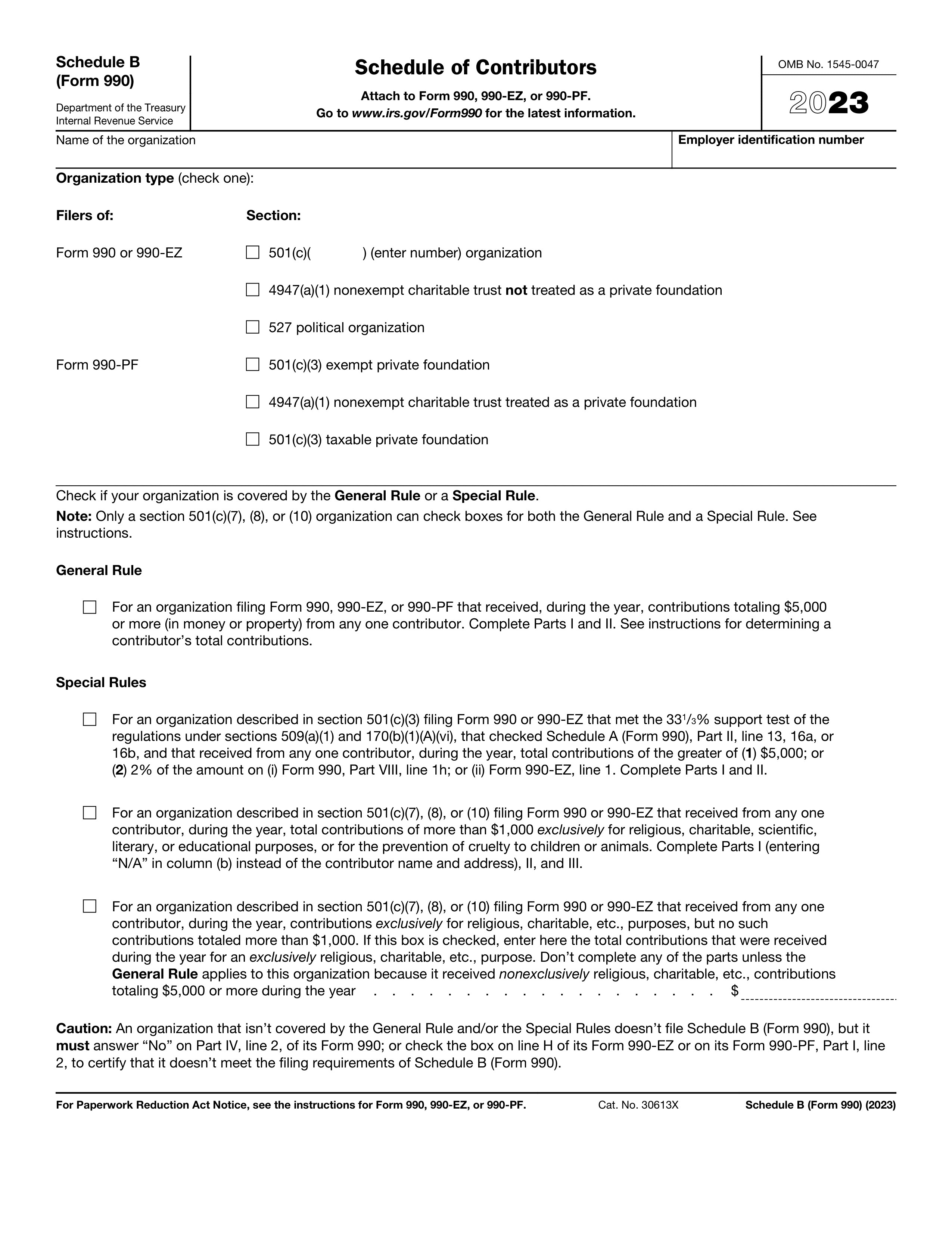 990-schedule-b form