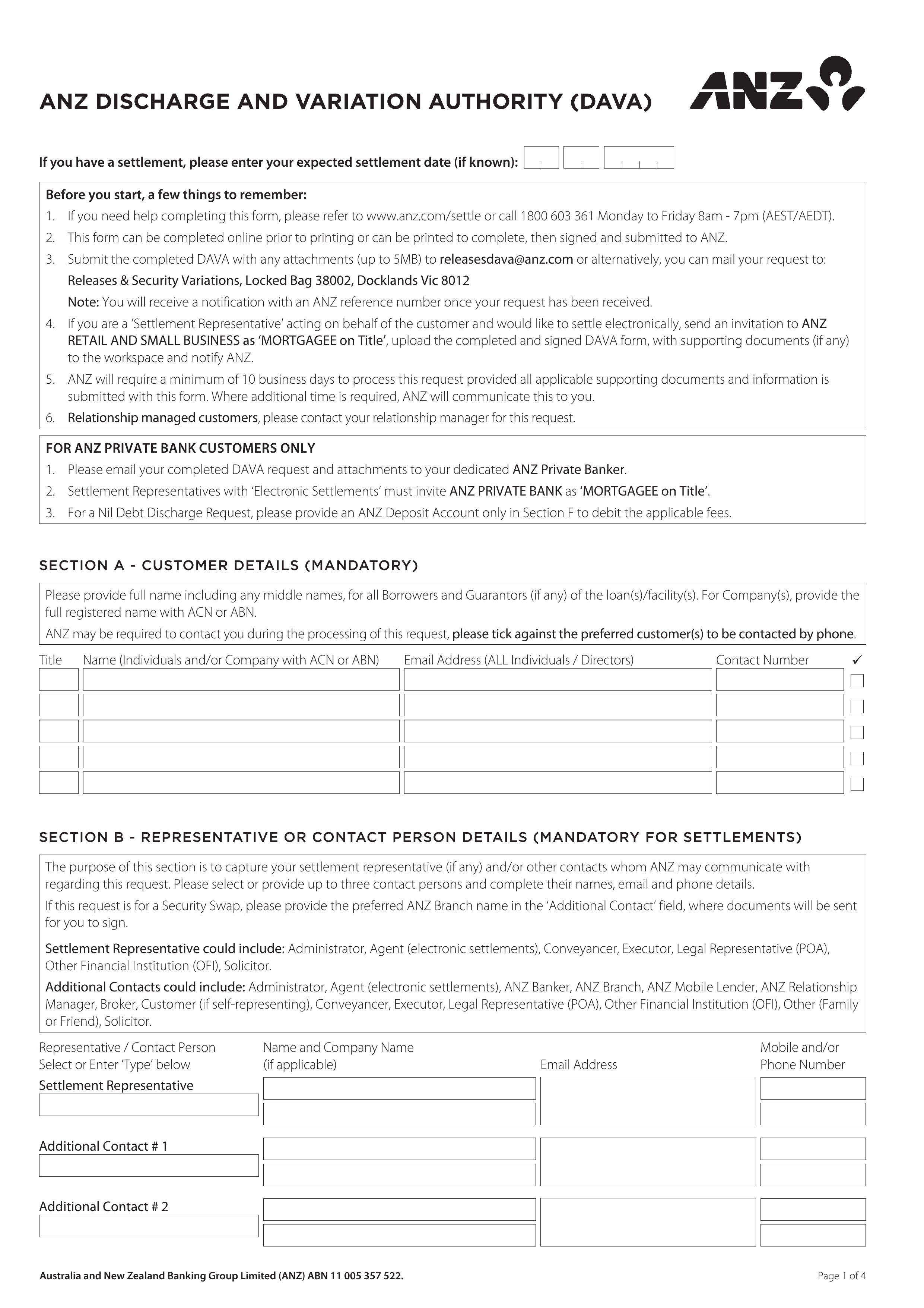 anz-discharge form