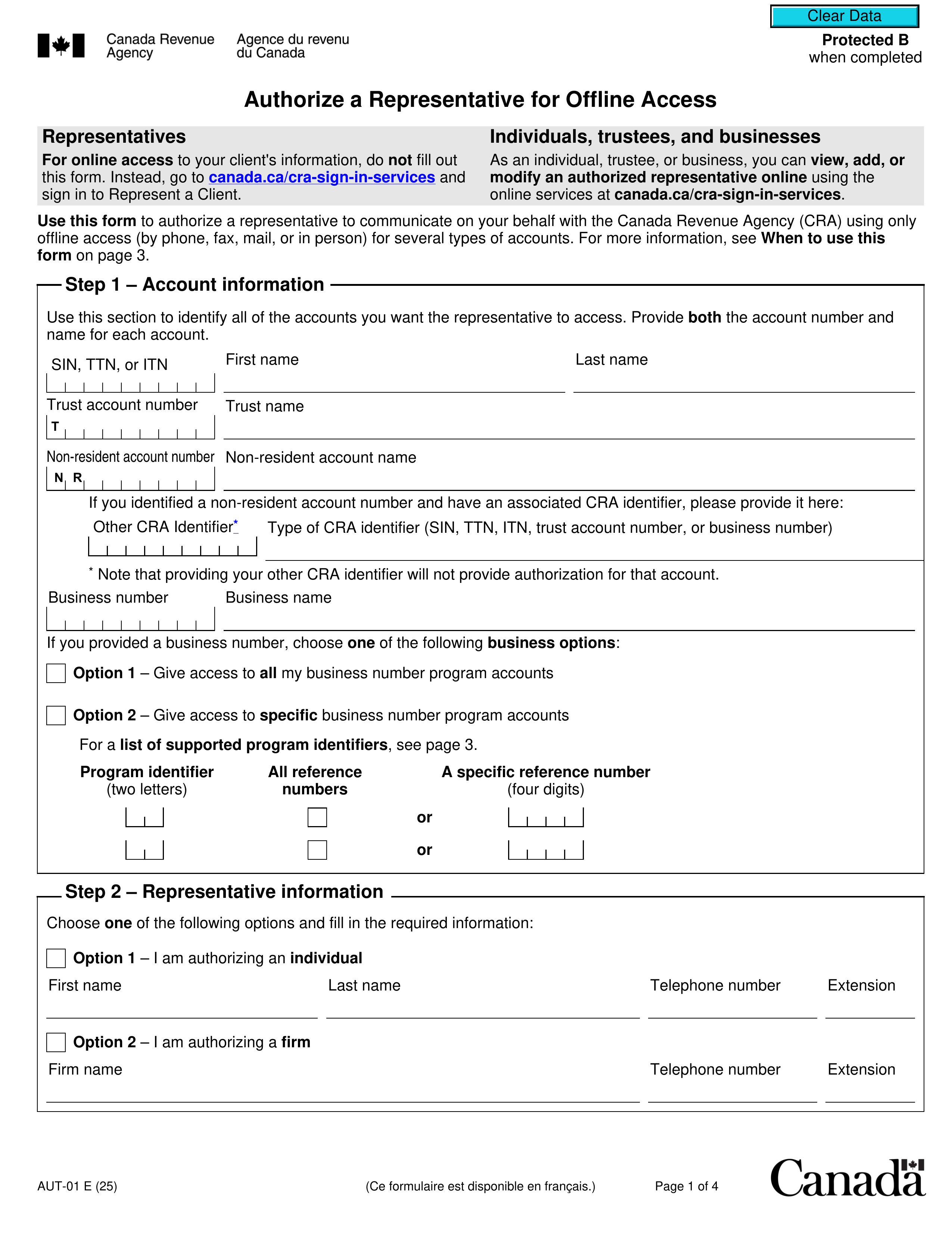 Fill Form AUT 01 For 2025 2026 Complete Canadian Forms Online Fill Form AUT 01 For 2025 2026 Complete Canadian Forms Online