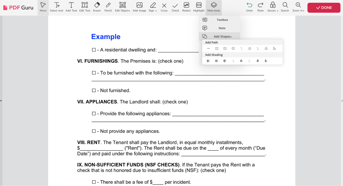 how to add shapes to a pdf