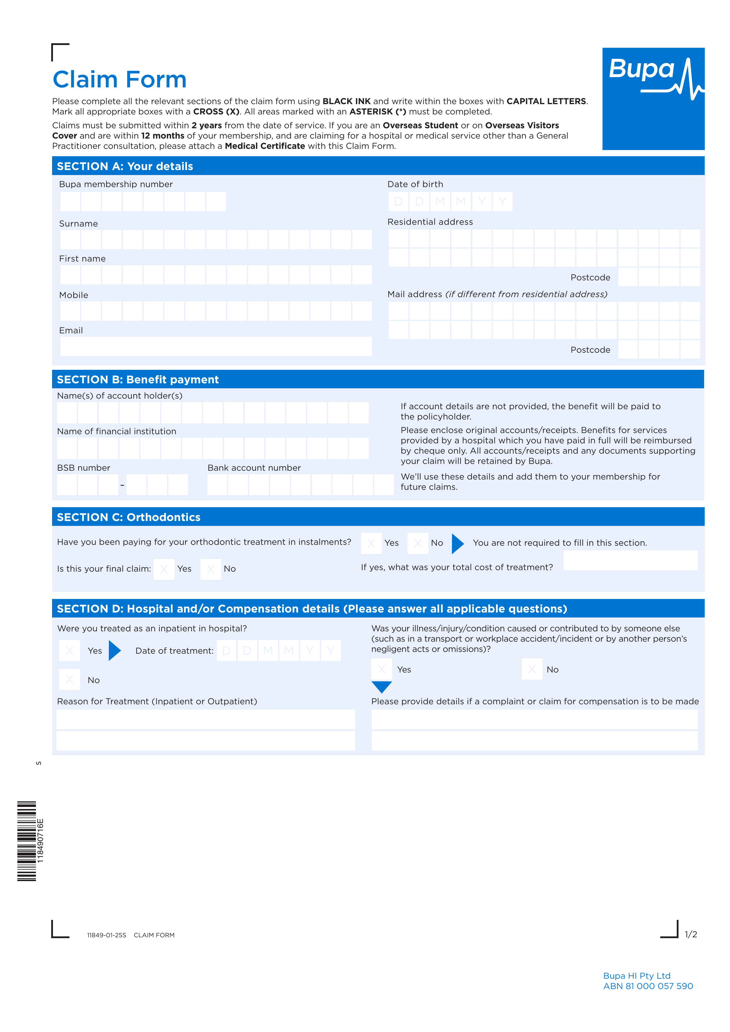 bupa-claim form