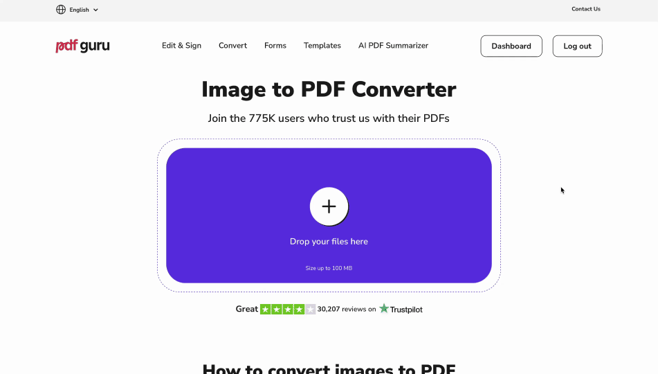 How to convert a screenshot to PDF using an online editor