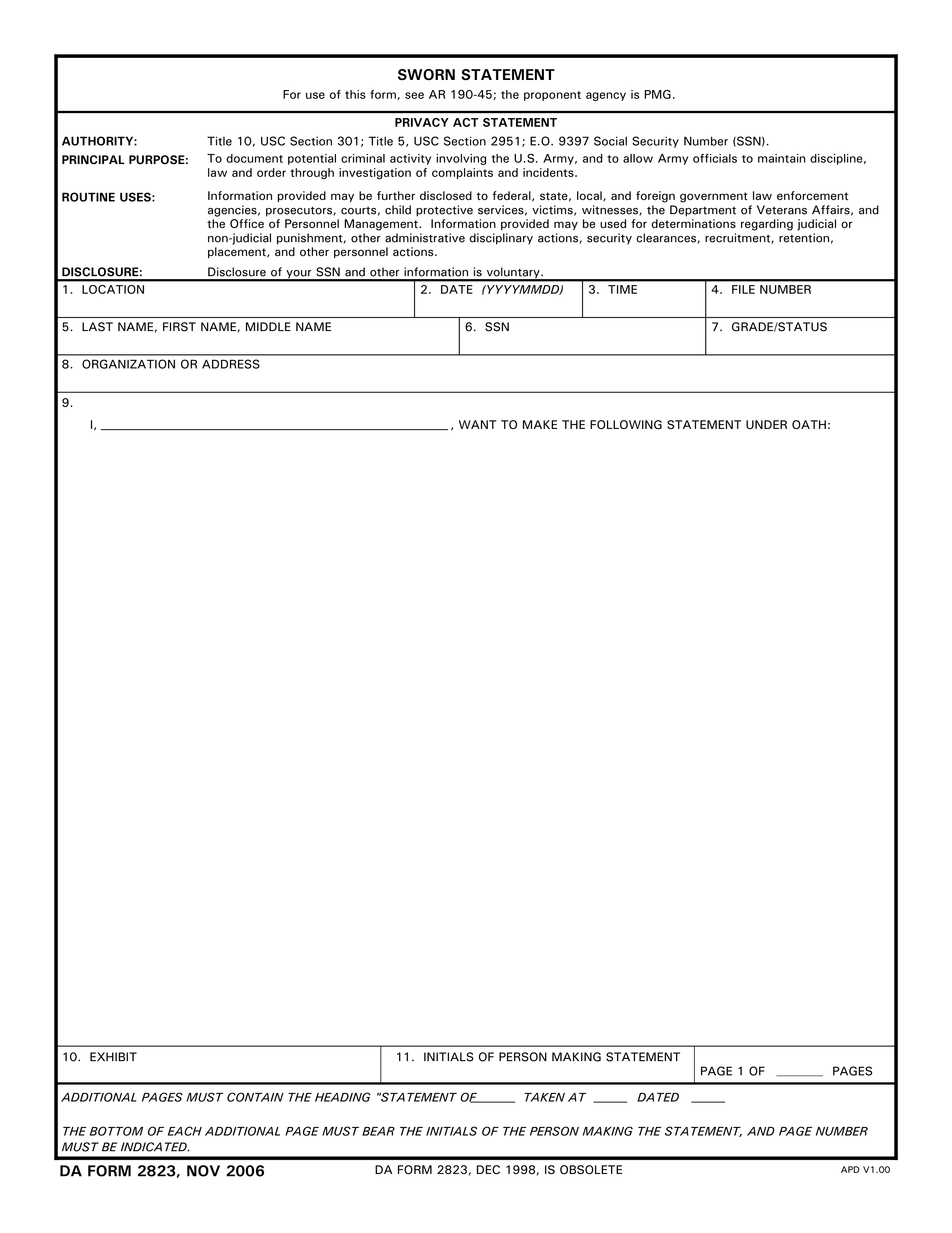 da-2823 form