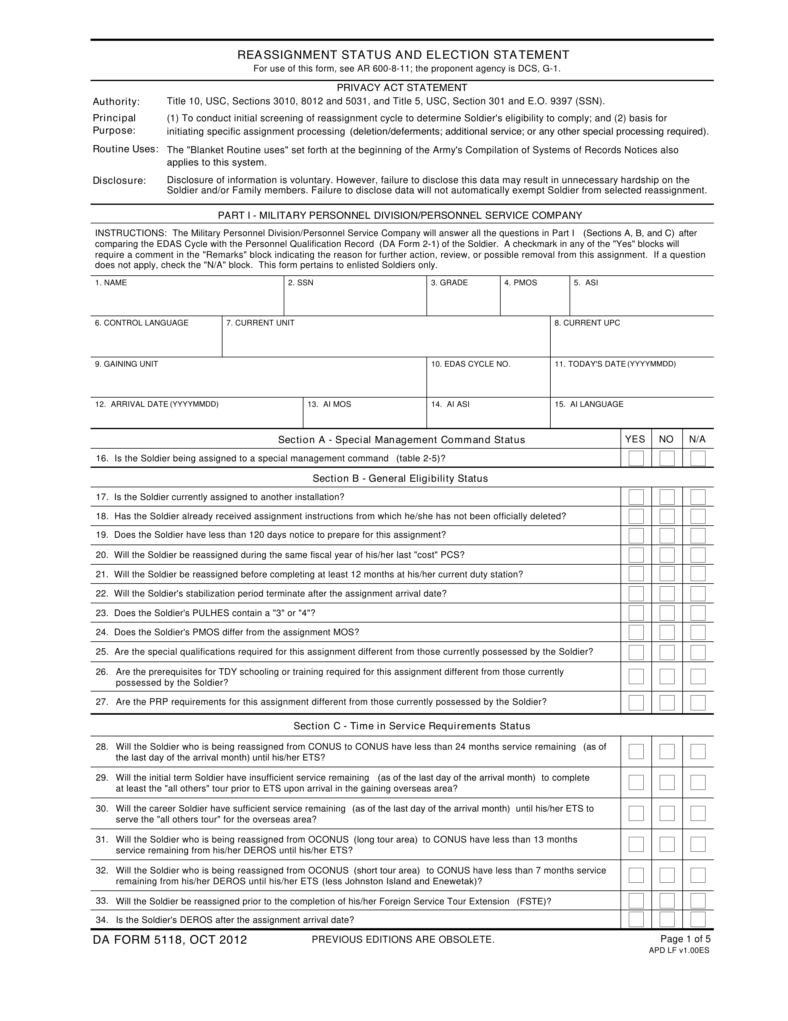 da-5118 form