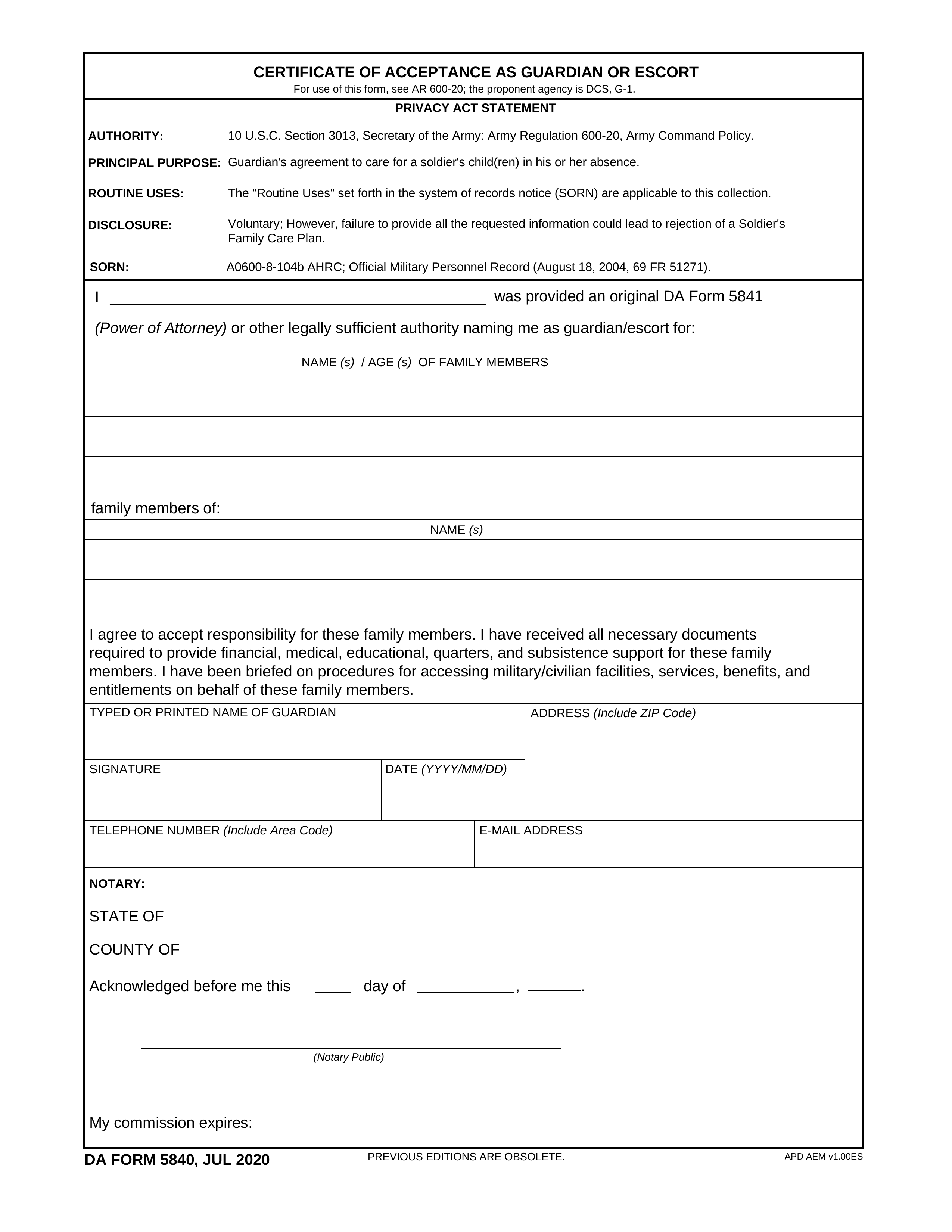 da-5840 form