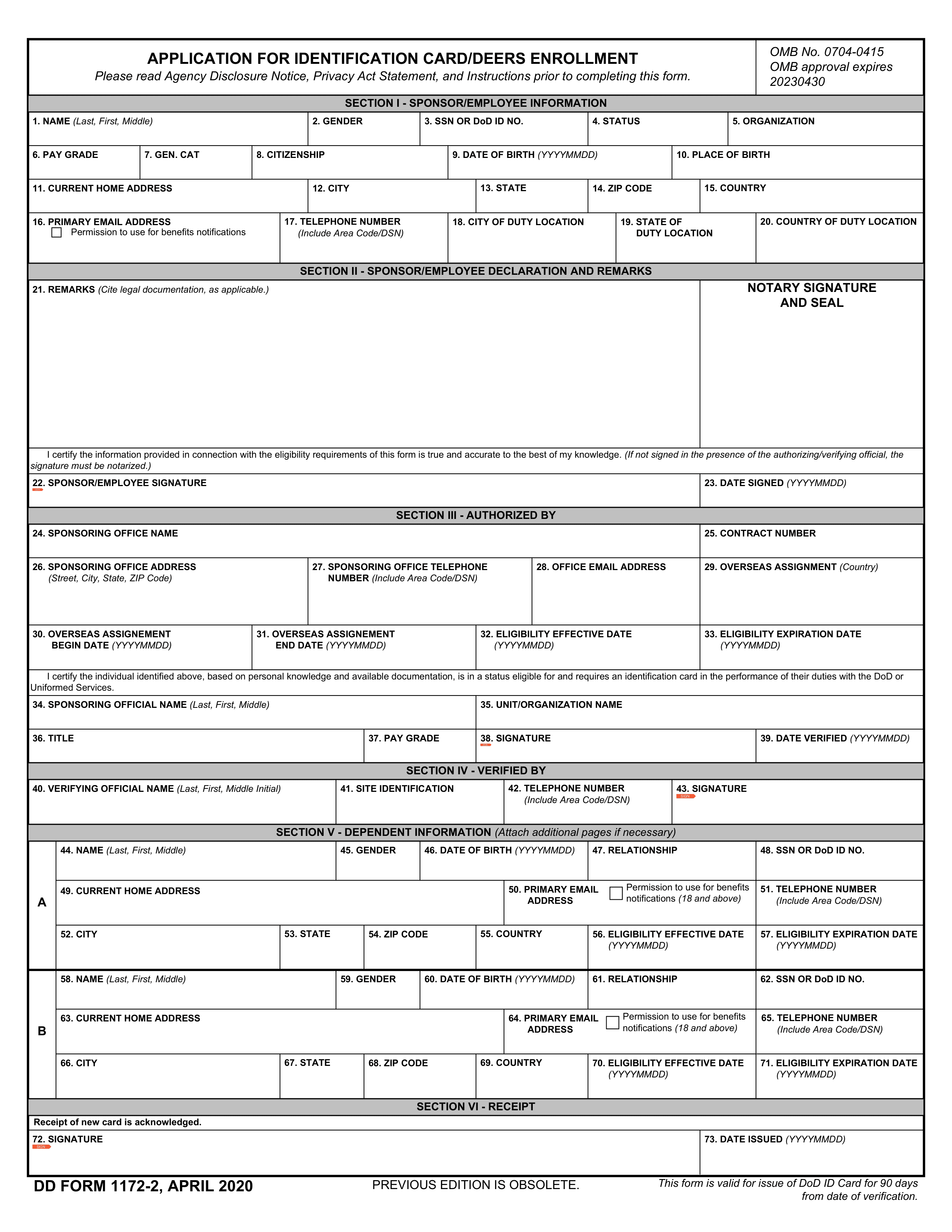 dd-1172-2 form