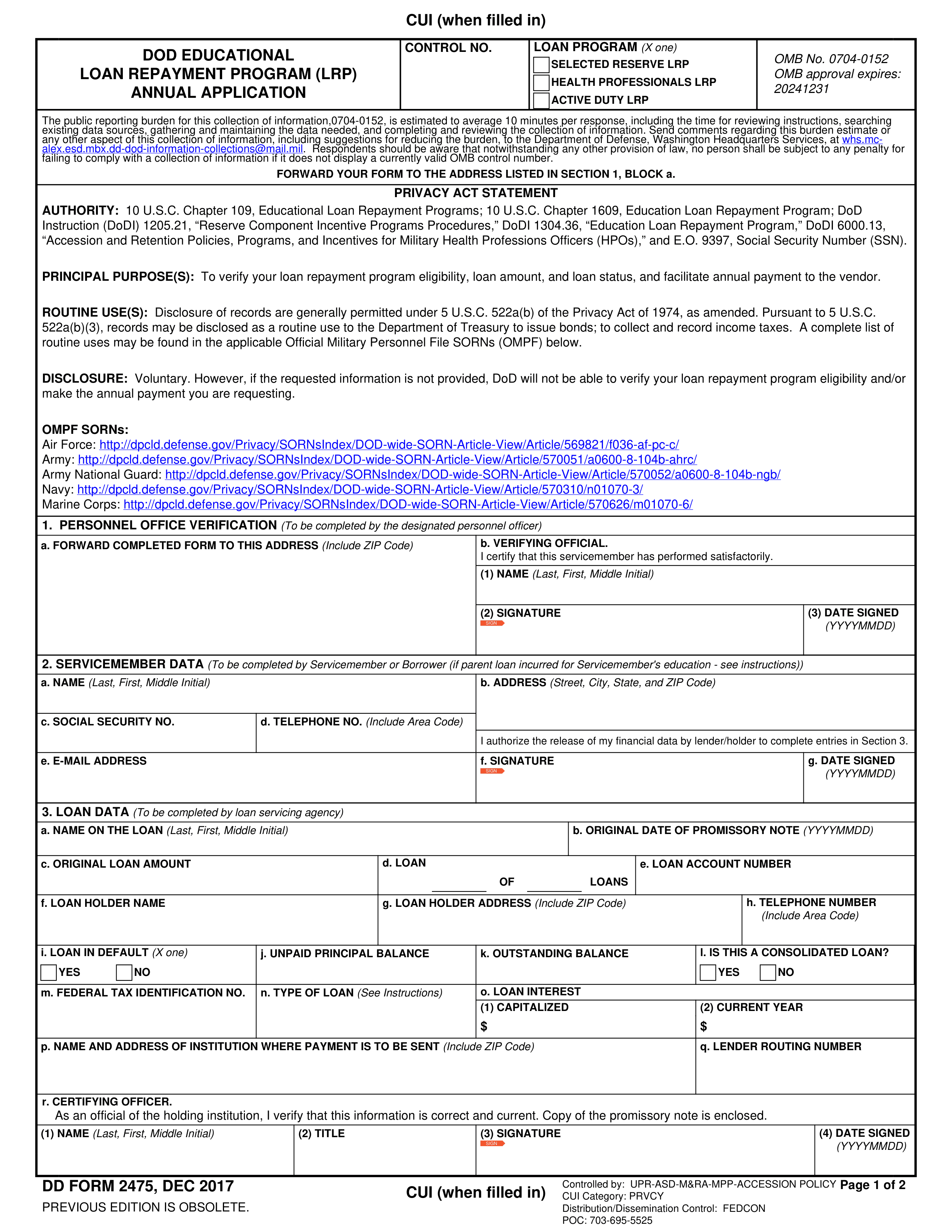 dd-2475 form