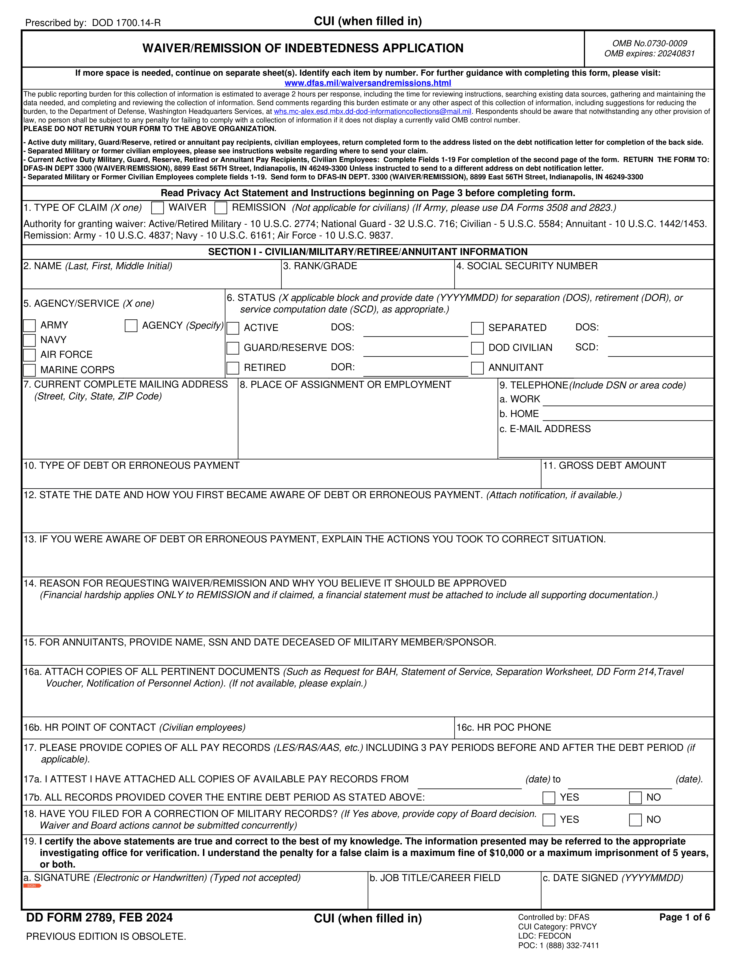 dd-2789 form