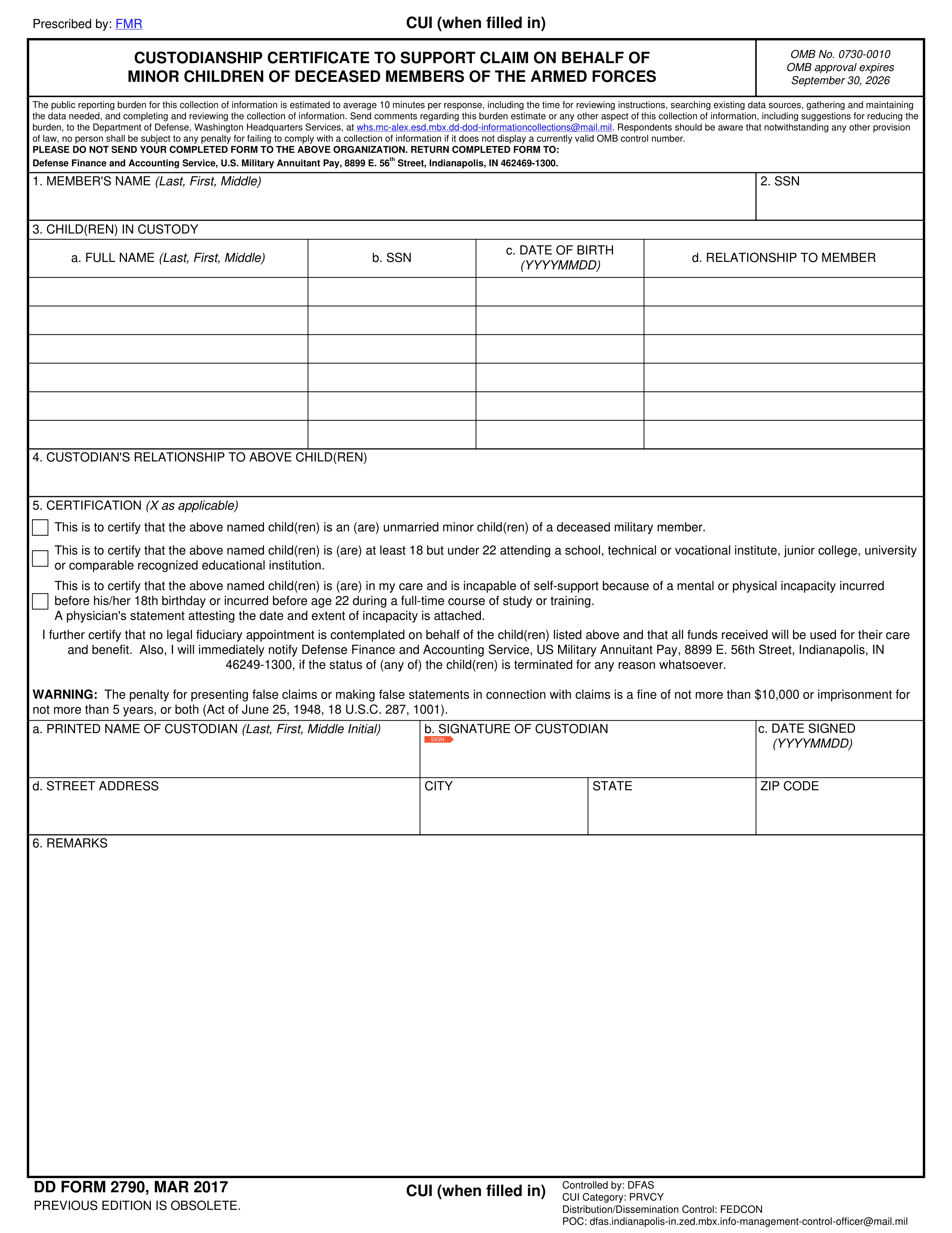 dd-2790 form