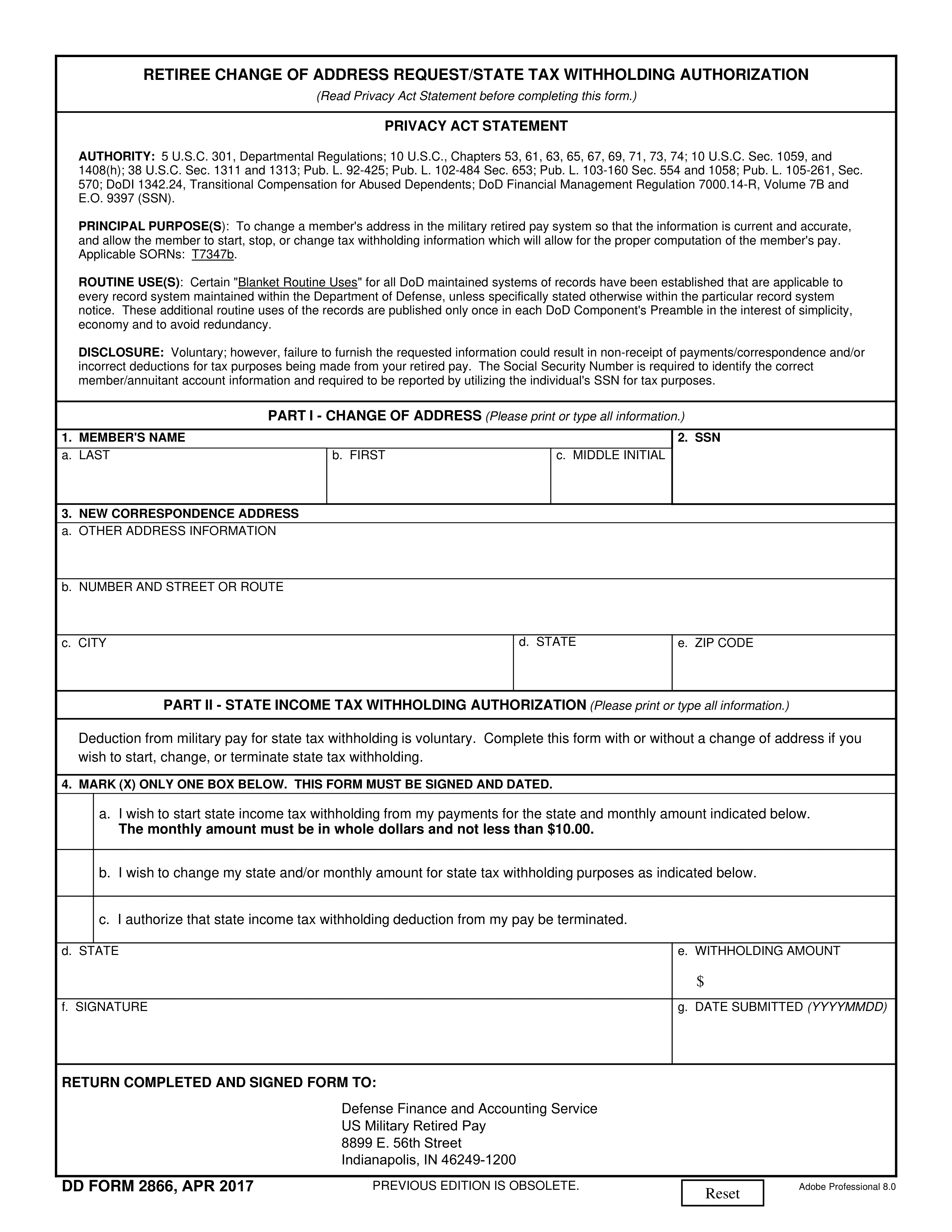 dd-2866 form