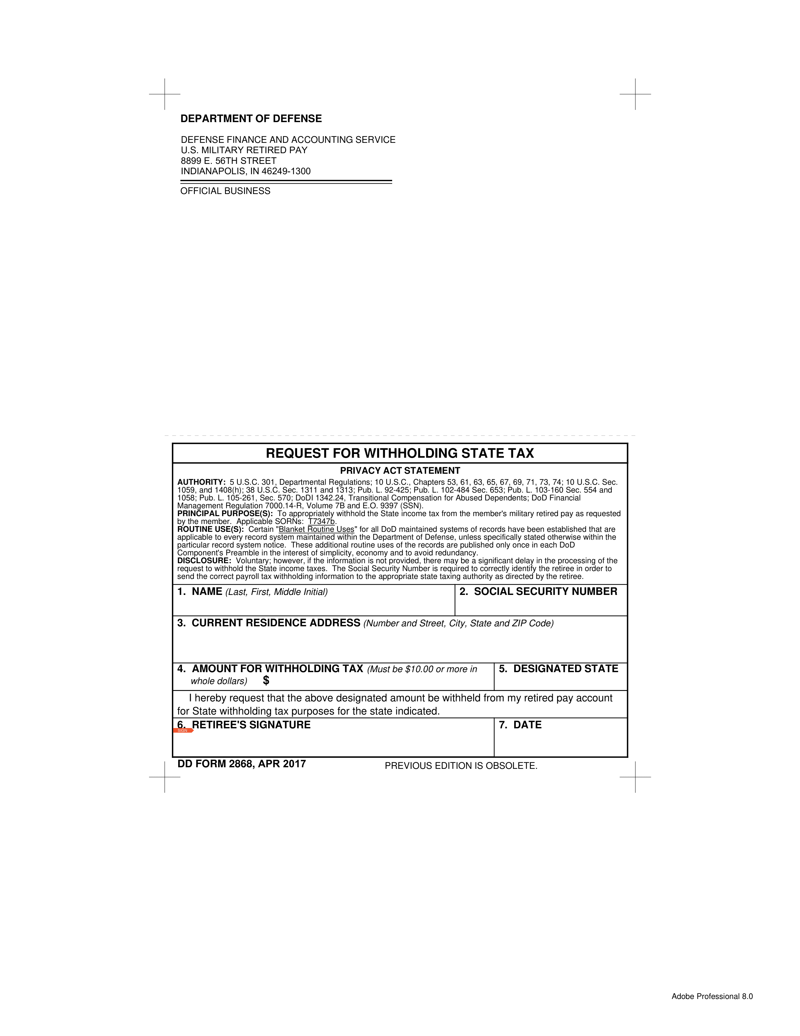 dd-2868 form