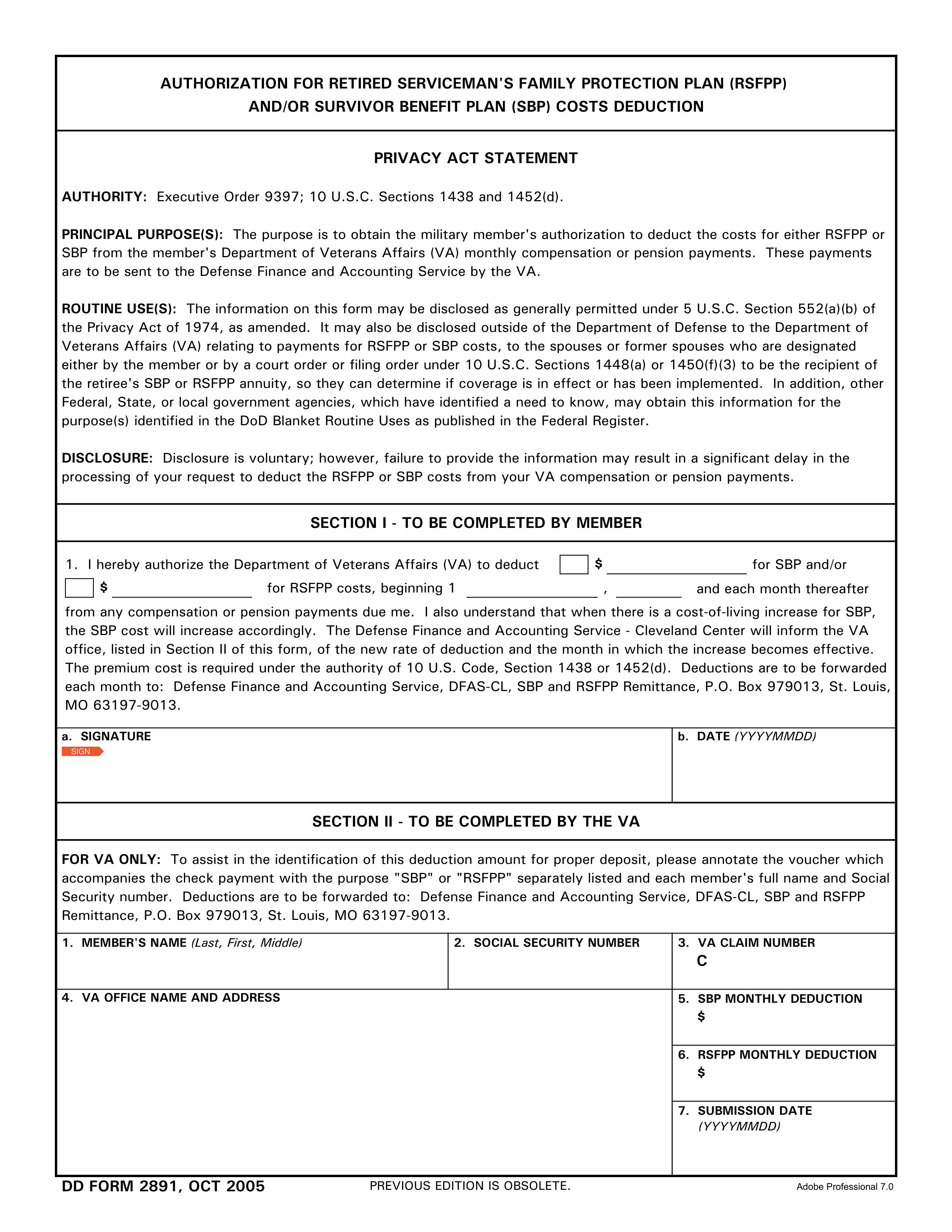 dd-2891 form