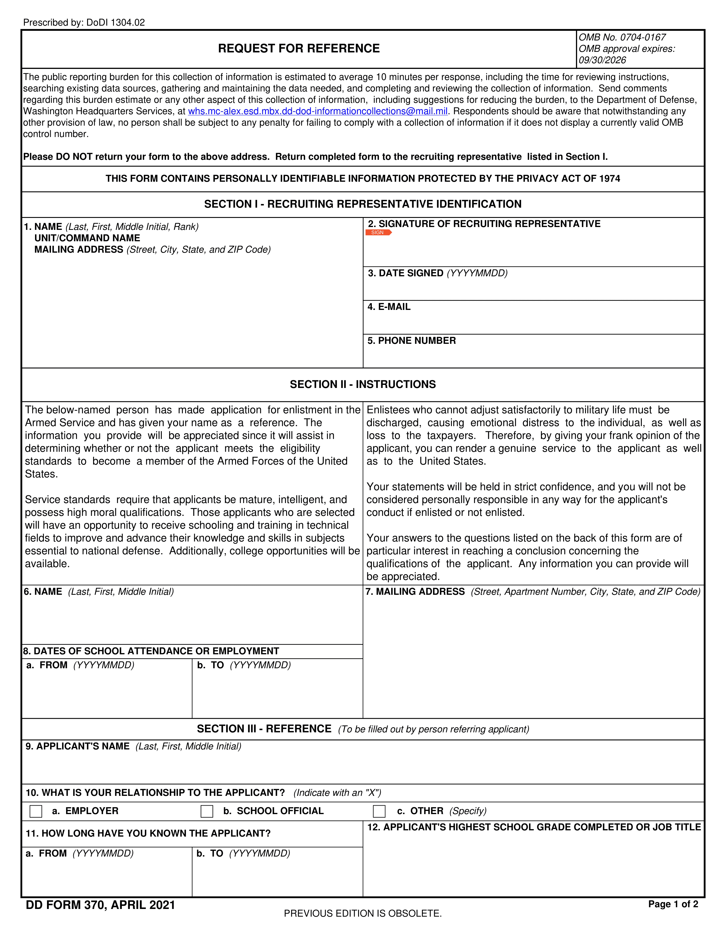 dd-370 form