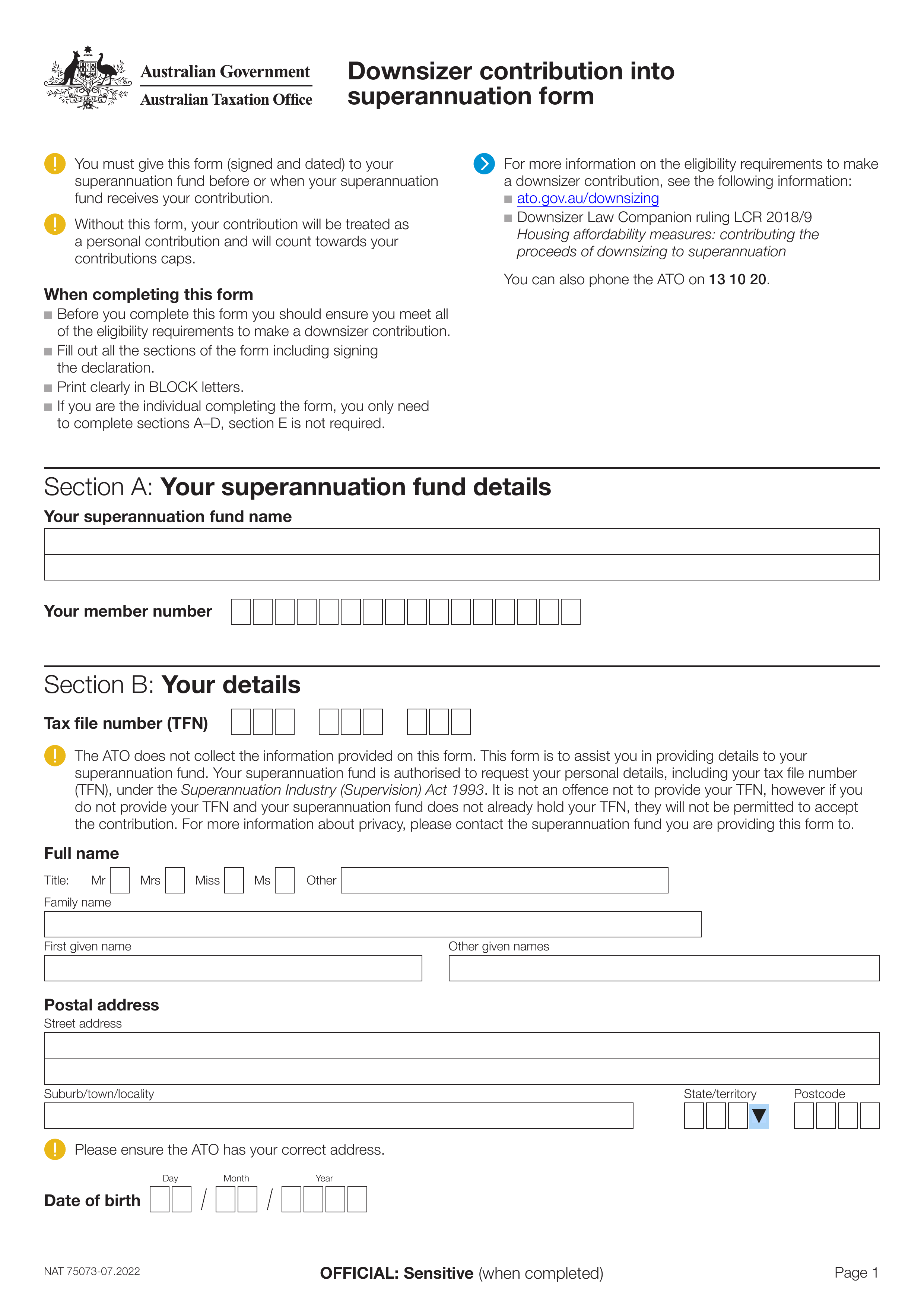 downsizer-contribution form