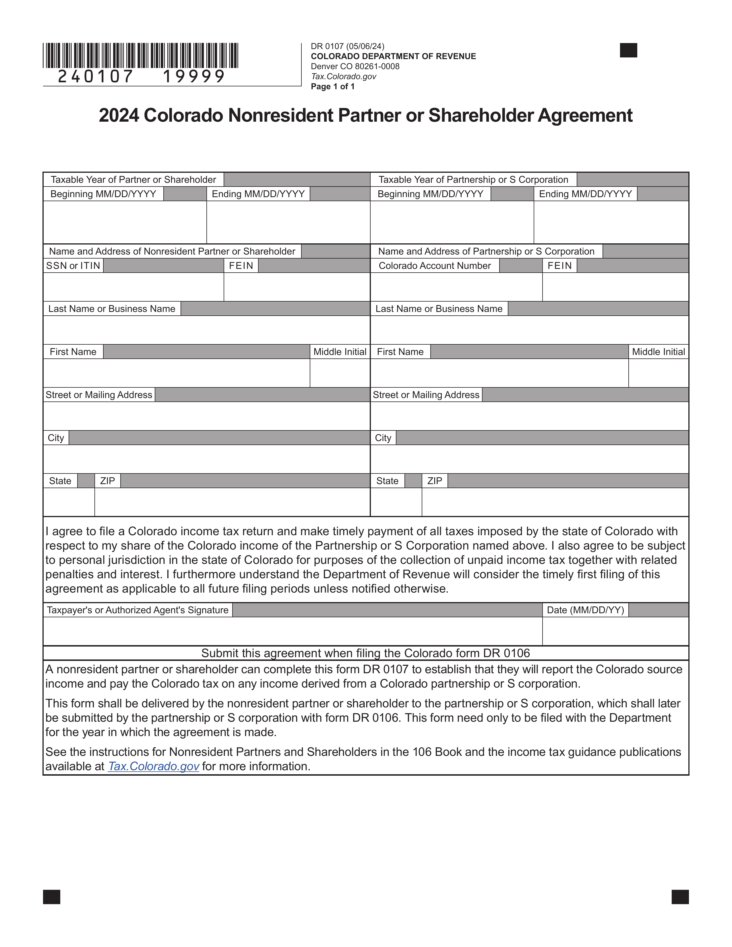 dr-0107 form