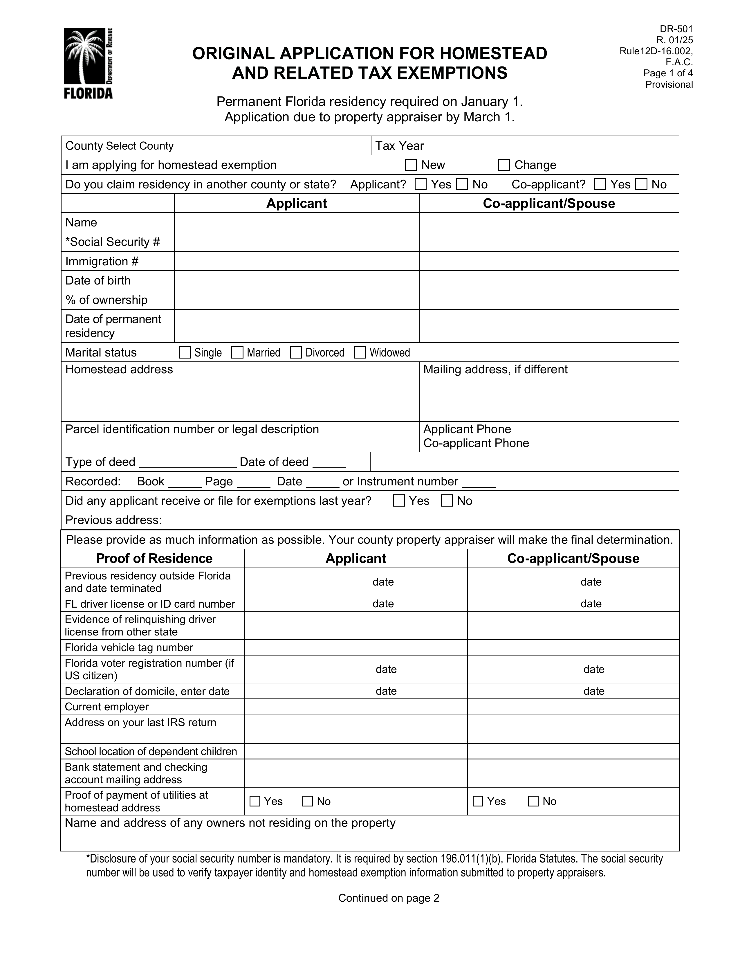 dr-501 form