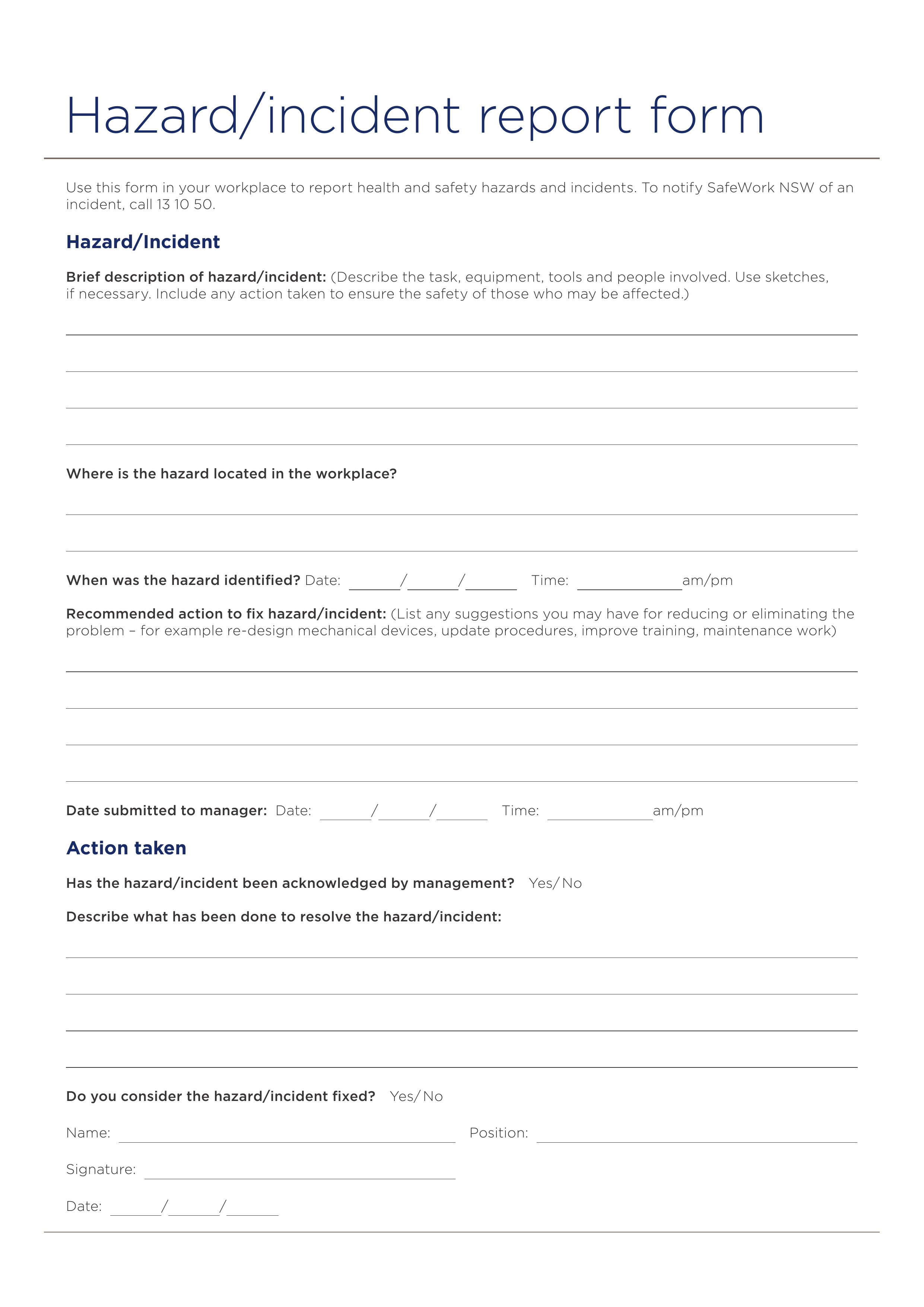 hazard-report form