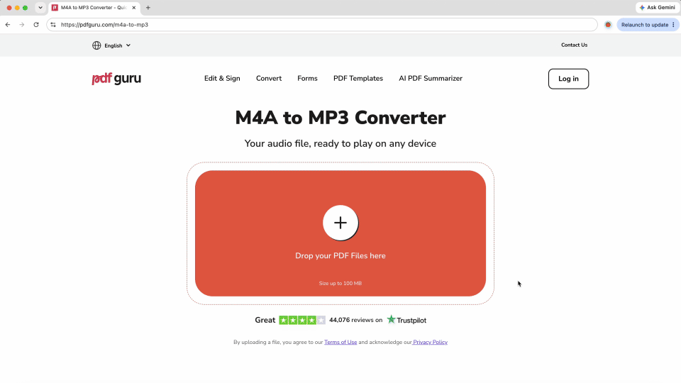 How to convert M4A to MP3 using PDF Guru
