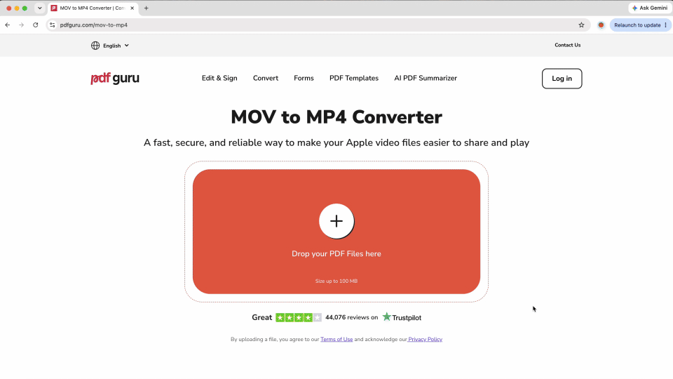 How to convert MOV to MP4 - using PDF Guru