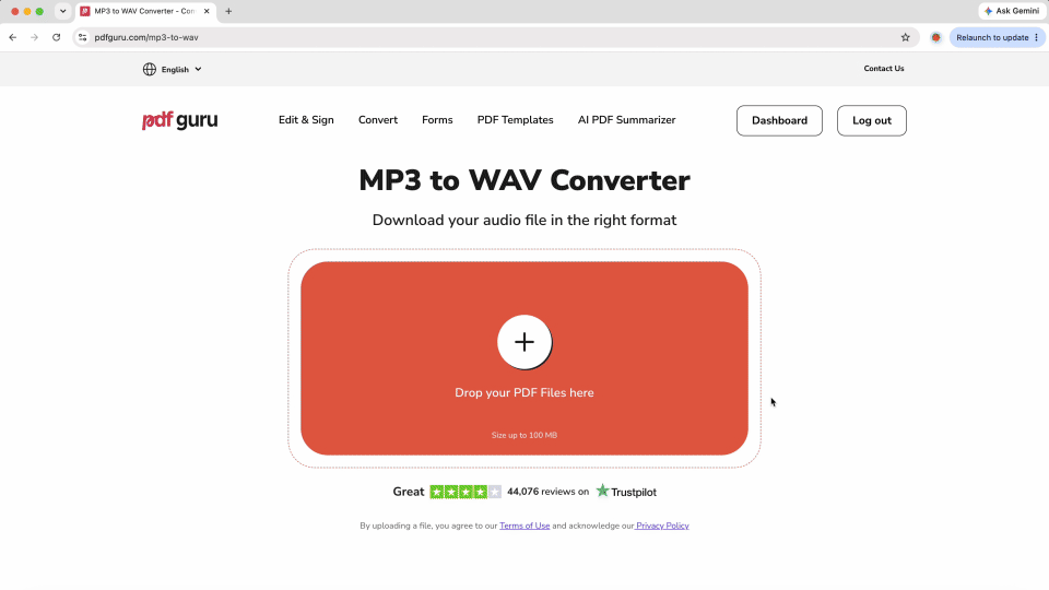 How to Convert MP3 to WAV using PDF Guru