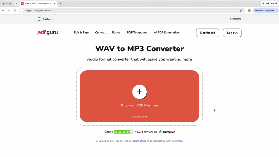 How to convert WAV to MP3 using PDF Guru