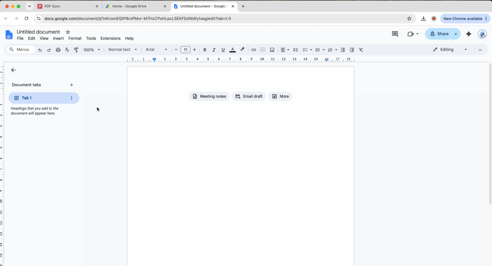 How to insert a PDF into Google Docs as an image