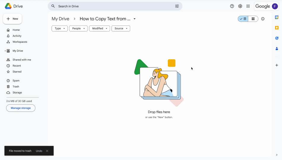 How to select text from a PDF image with Google Drive