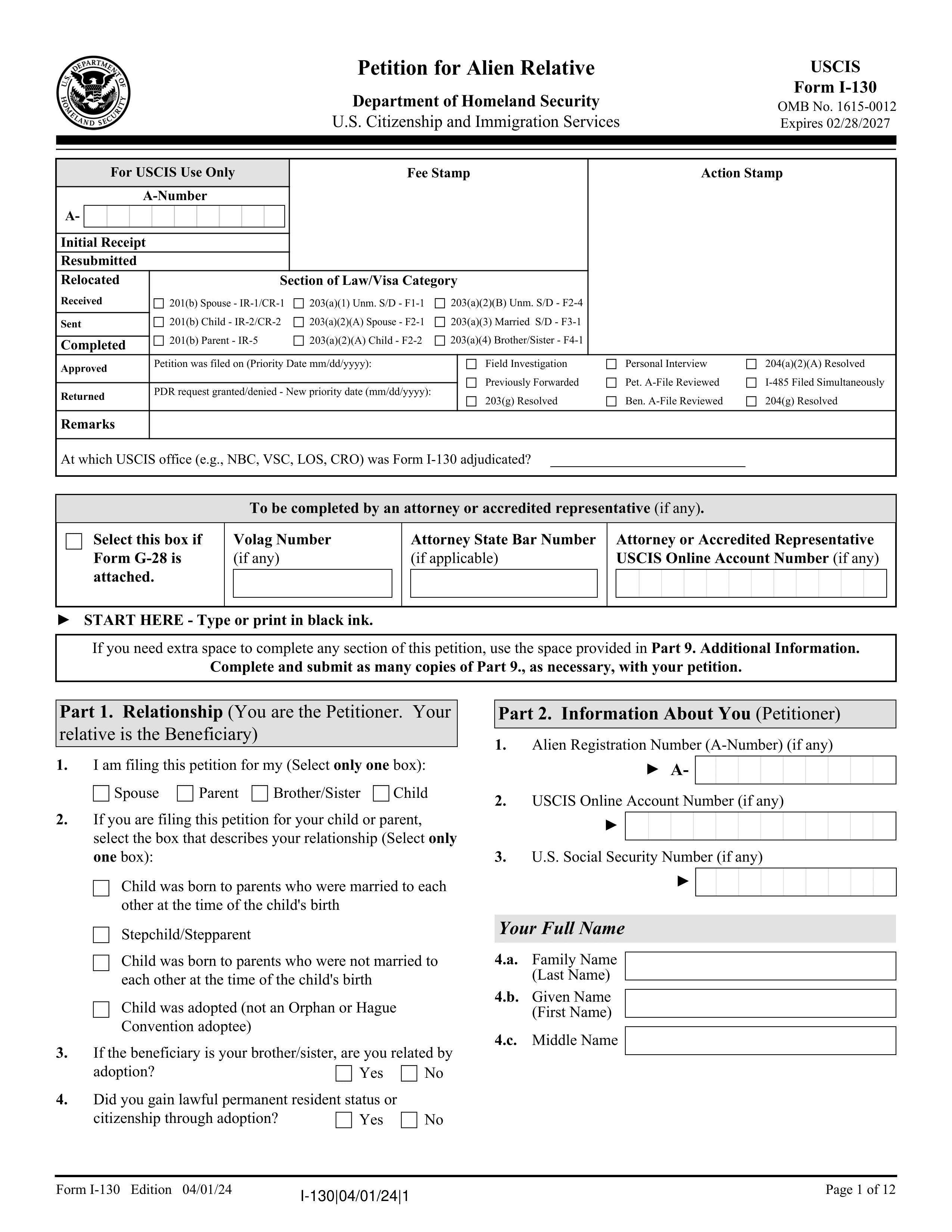 I-130 Form 2023-2024: Fill and Edit Online - PDF Guru