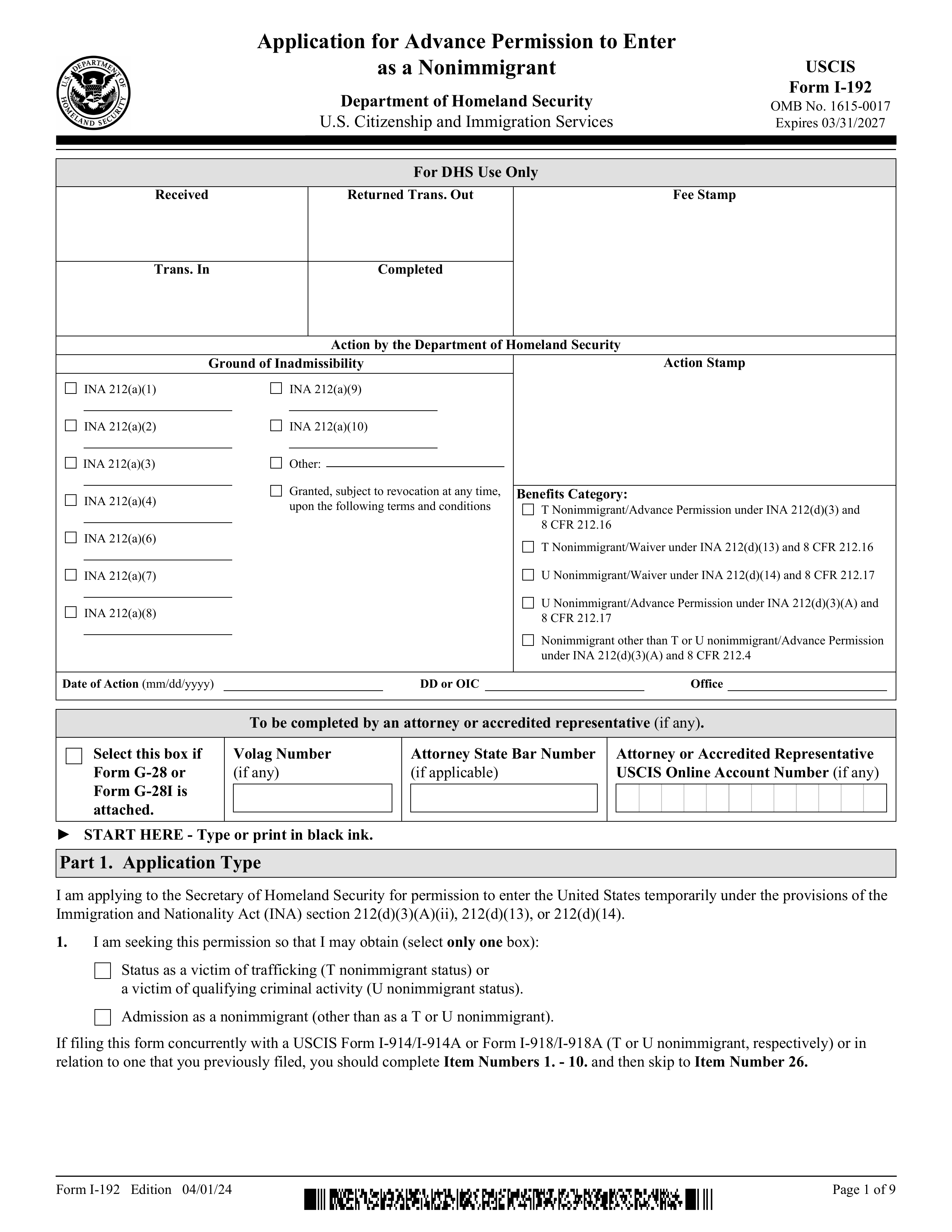 i-192 form